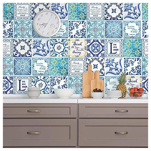 Walplus Adhesivos de pared extraíble Autoadhesivo Arte Mural VINILO DECORACIÓN HOGAR BRICOLAJE Estar Cocina Dormitorio Decor papel pintado regalo Inglés frase Vintage Azul Azulejo Pegatina - 15 cm x