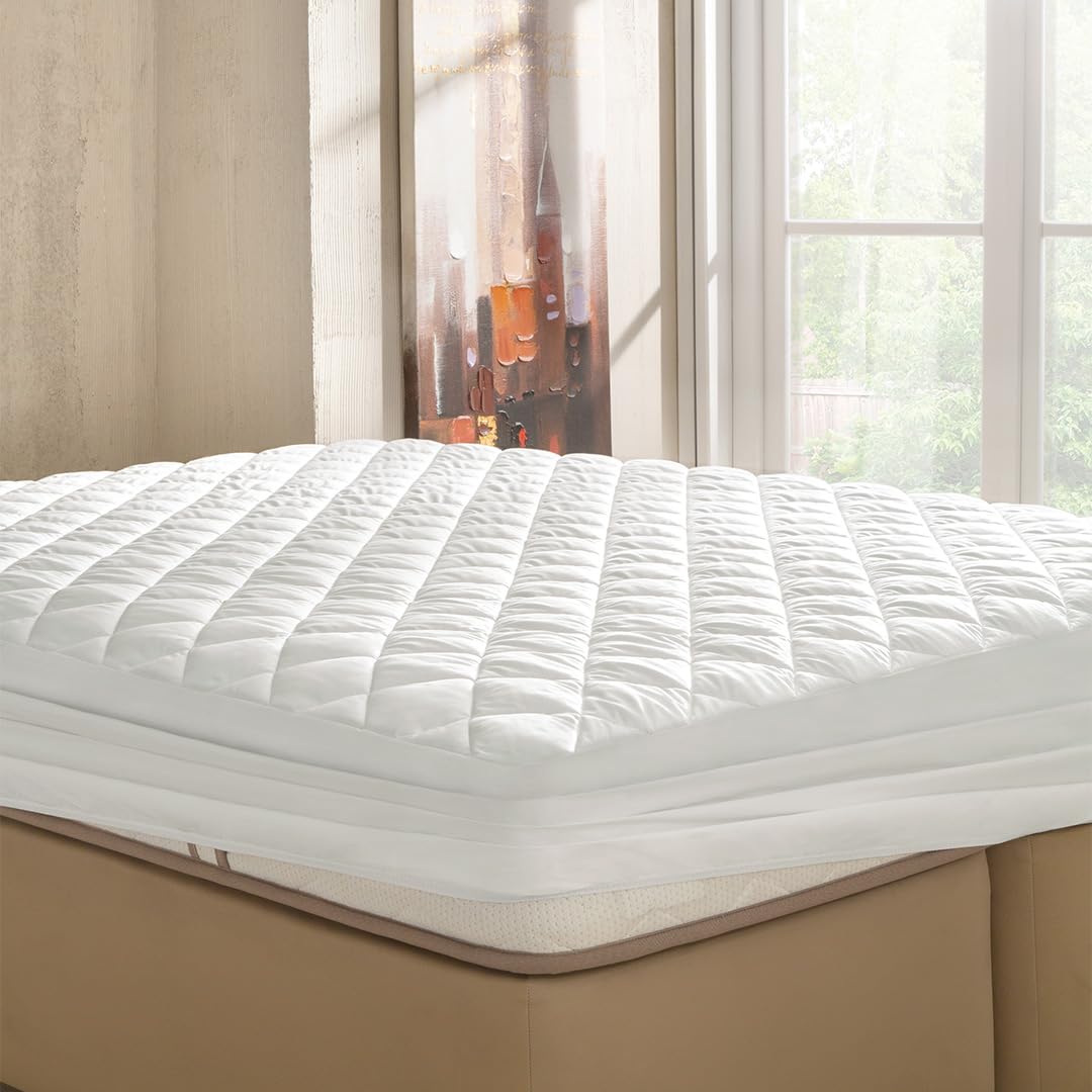 YATAS BEDDING Wool Mattress Protector - 100% Cotton Cover With Woolmark Certified Filling (Twin XL, 18" Depth) - View #13