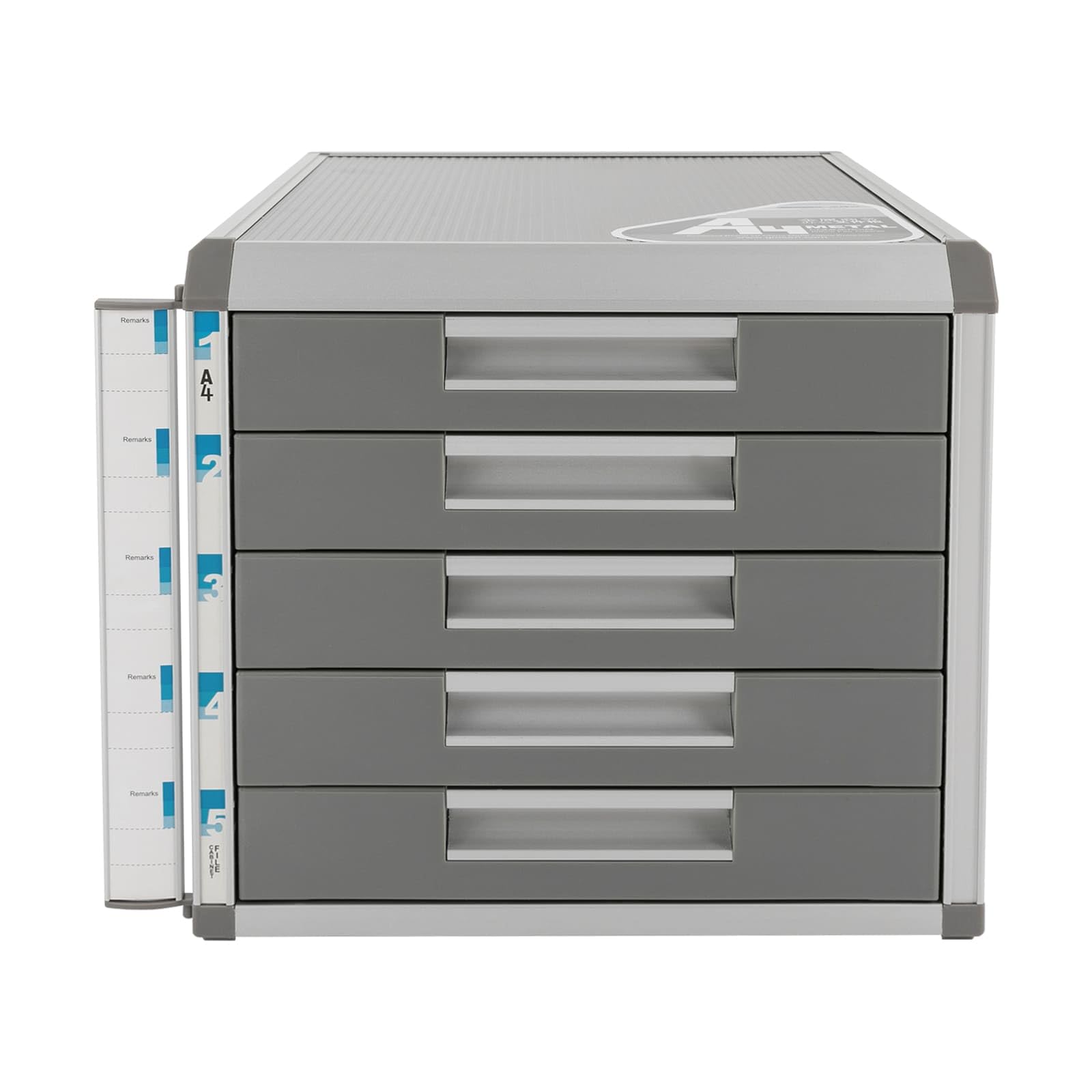 Organizzatore da scrivania in lega di alluminio a 5 livelli, scatola di immagazzinaggio file con cassetti e chiavi, bloccabile, ideale per riporre forniture per ufficio
