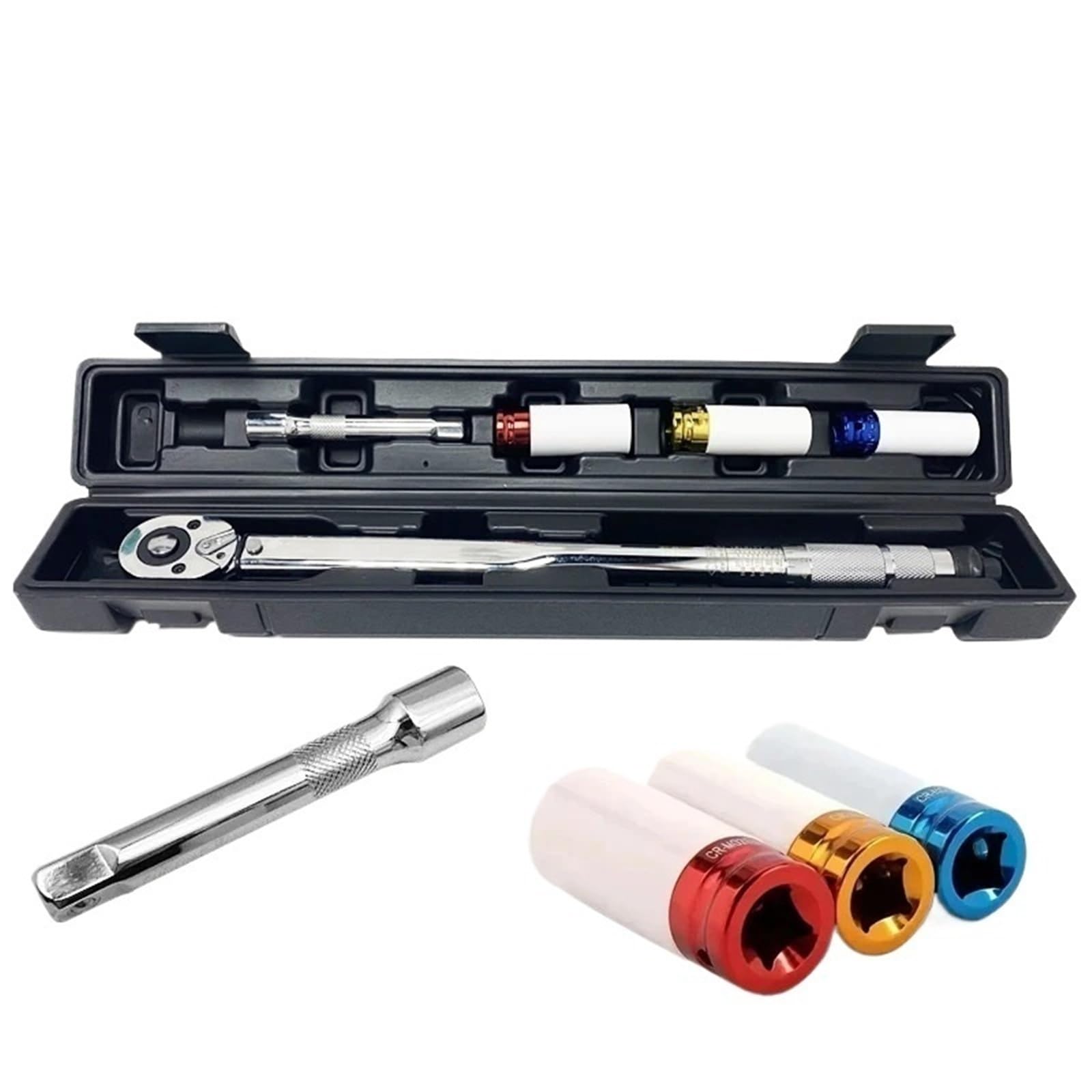 Airuixi 1-2 10-210Nm 5Pcs Wrench 1/2 Inch Drive 10-210Nm Micrometer Adjustable Torque Wrench Spanner Hand Tool(1-2 10-210Nm 5Pcs)