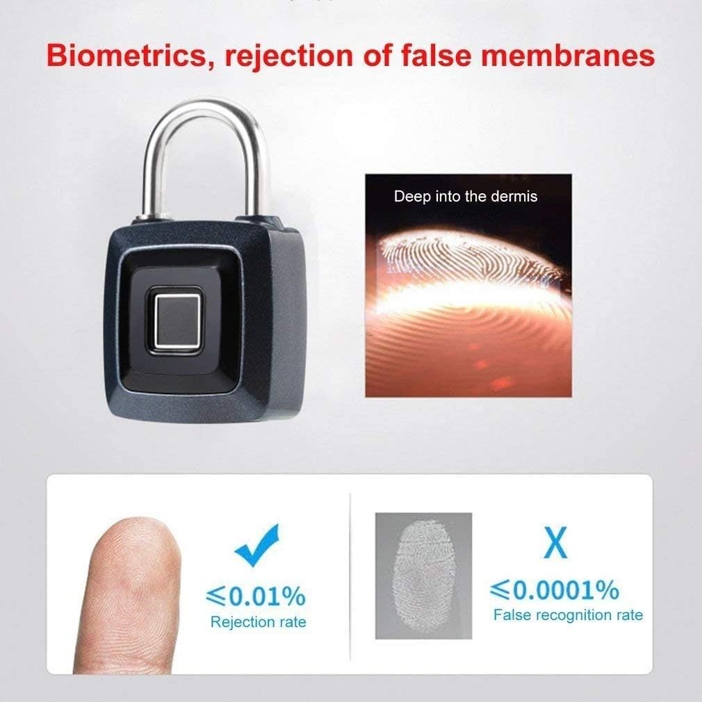 Candado sin llave con huella dactilar, Huella Digital Pa Keyless USB Recargable Agua Multicolor(Black)
