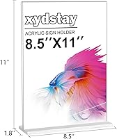 Vista 2 de Soporte acrílico de 8.5 x 11 pulgadas, 2 unidades, soporte vertical de plástico transparente para menú, soporte irrompible para restaurante