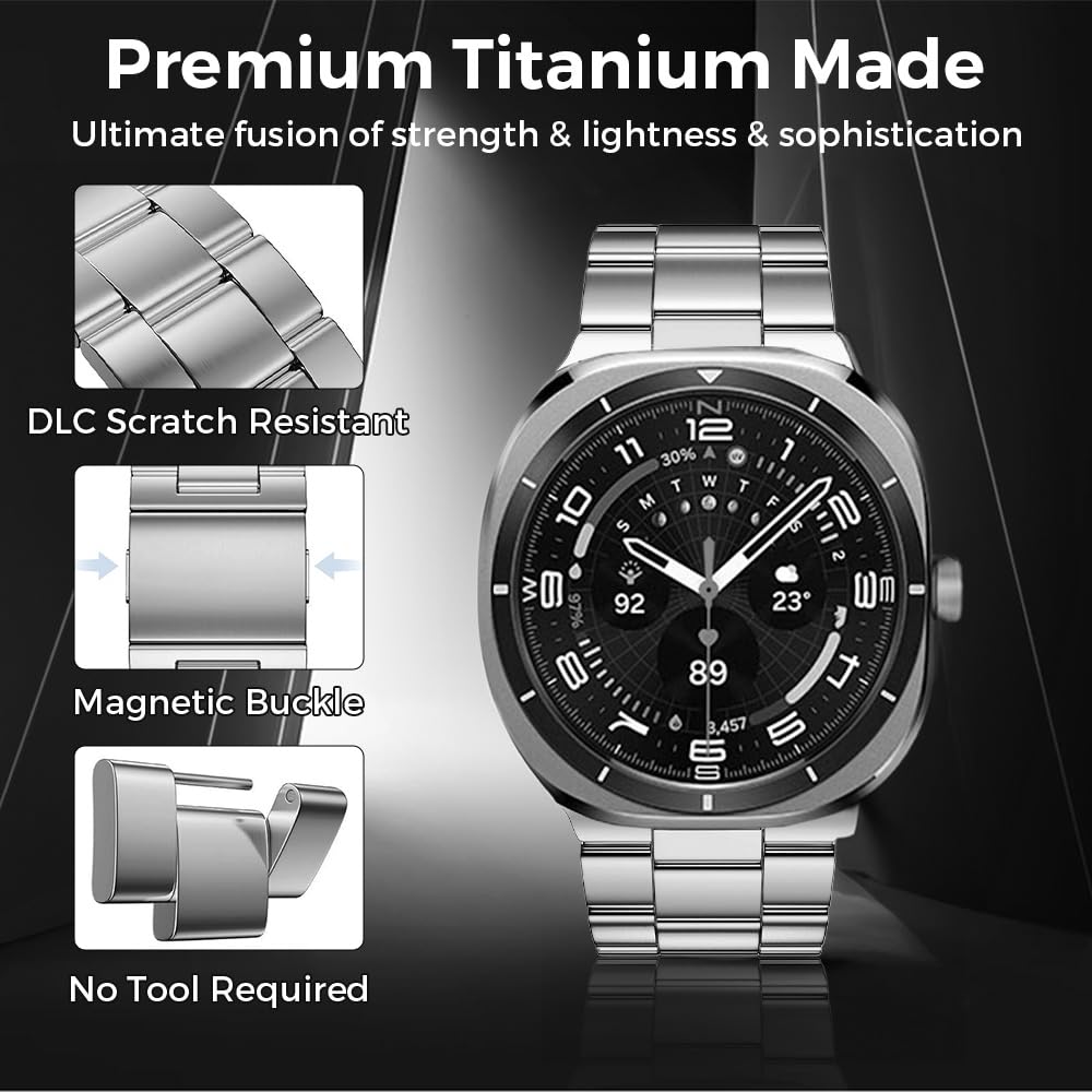 Bracelet magnétique en titane compatible avec Galaxy Watch 7 Ultra 47 mm, design sans espace, bracelet en titane pour Galaxy Watch 7 Ultra 47 mm
