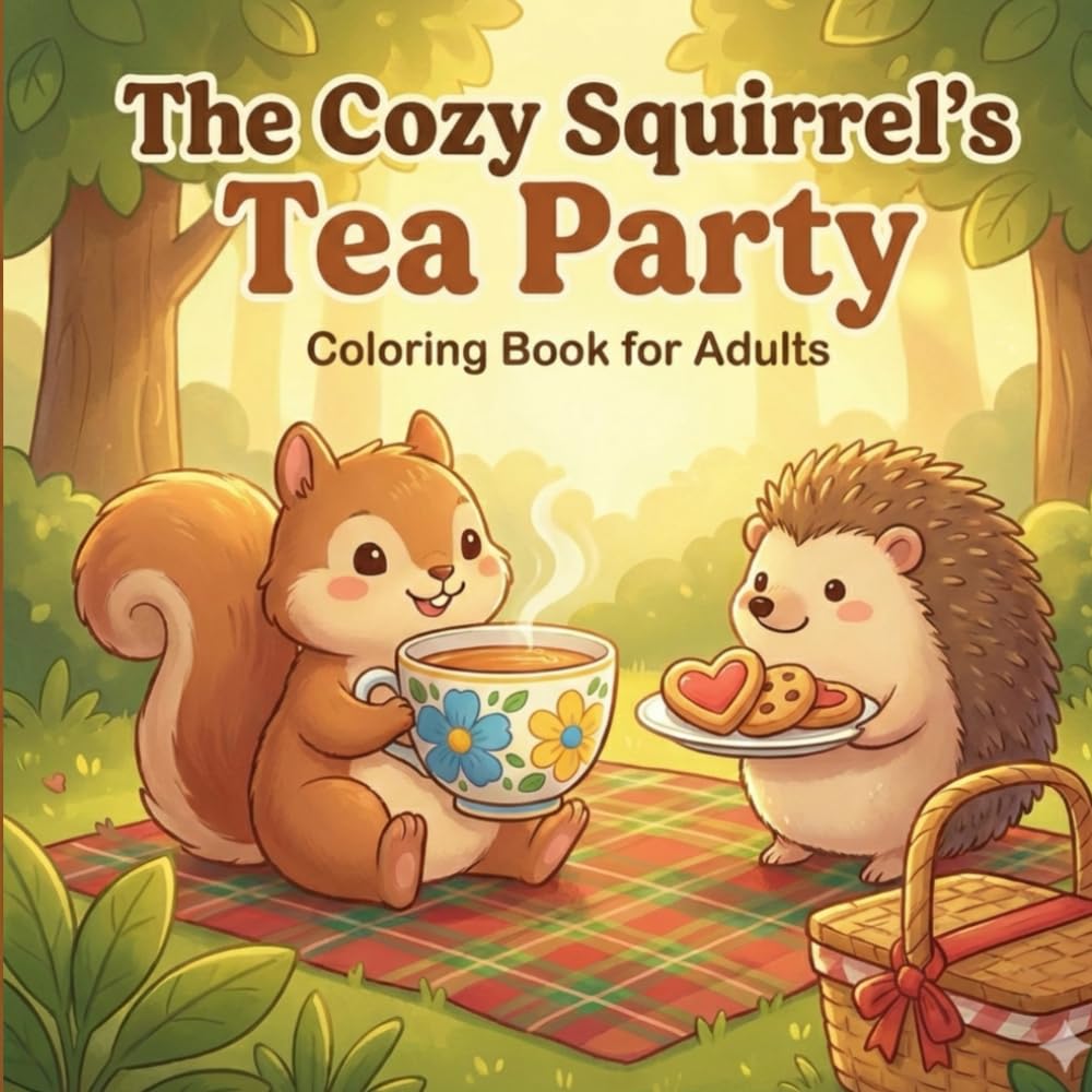 The Cozy Squirrel’s Tea Party: A Bold & Easy Adult Coloring Book of Whimsical Woodland Picnics, Charming Forest Friends, and Relaxing Cottagecore Scenes for Stress Relief