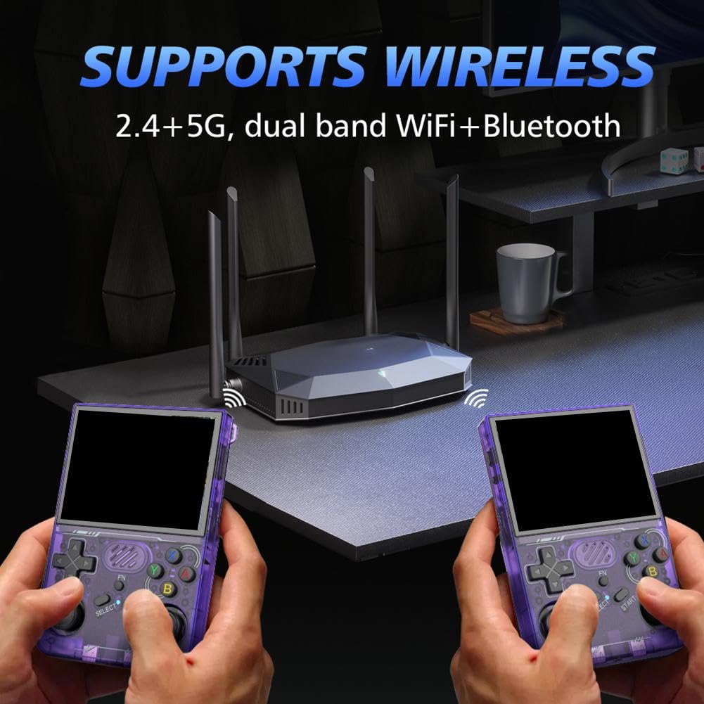 R36XX Console di gioco portatile retrò, console portatile per videogiochi con sistema Linux open source, WiFi Dual Band con Bluetooth, schermo da 3,5" e batteria da 3000 mAh (128 G)