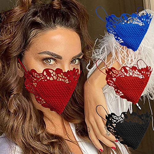 Preisvergleich Produktbild LIGESAY Mehrteiler für Erwachsene und Jugendliche, Lippenschutz, Mundschutz, Wind und Staub, Speichel- und Sonnenschutz, Spitze, Farbtuch (Drei Stücke H)