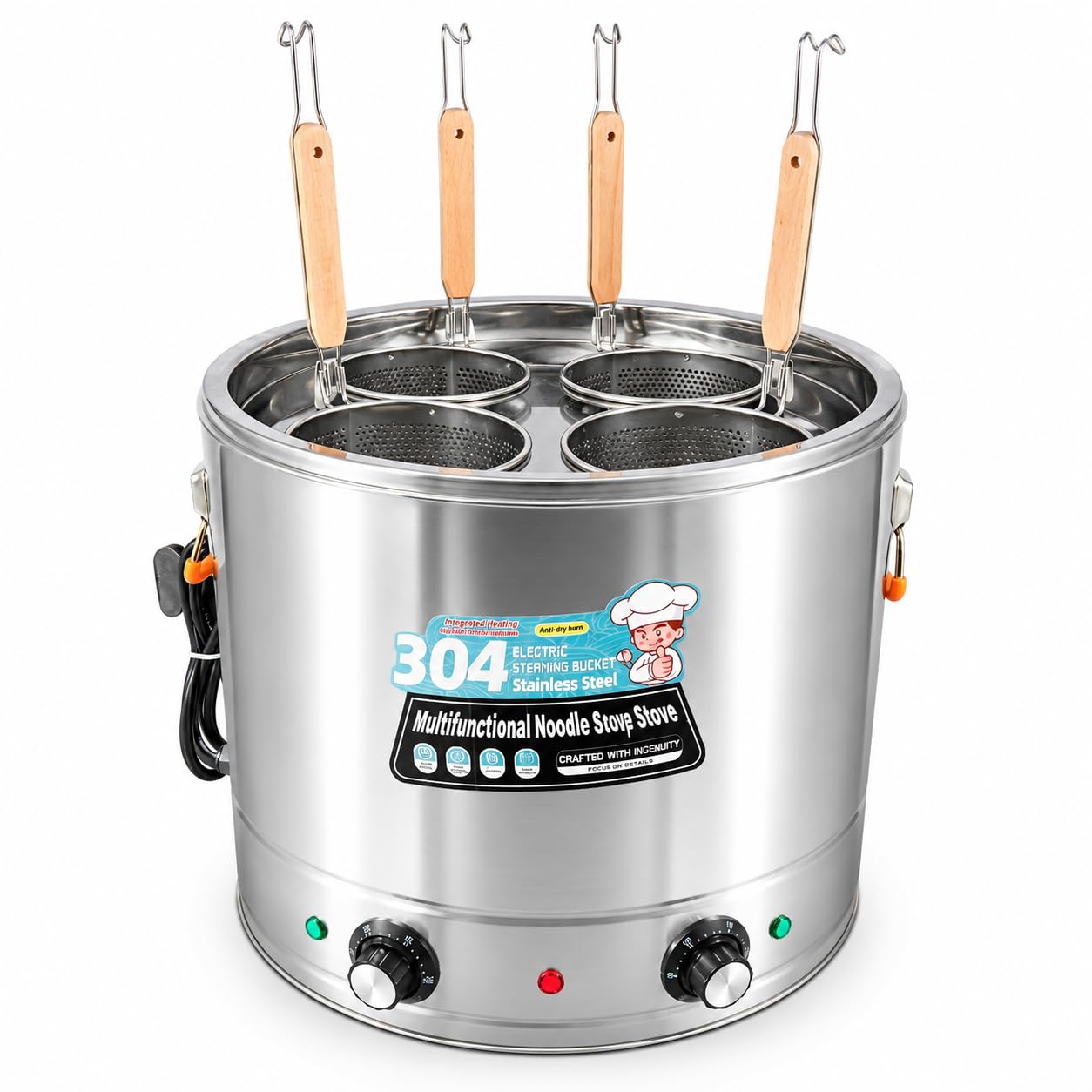 Electric Noodle Boiler | 4 Compartments 40cm Stainless Steel | Electric Noodle Boiler | 4 Compartments 40cm Stainless Steel-image-39
