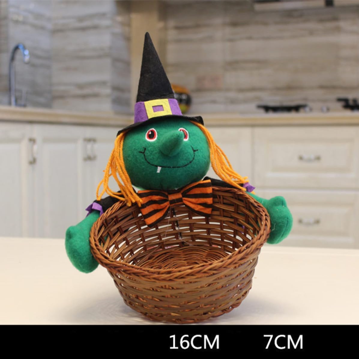 Amosfun Orange Plush Vine Halloween Candy Storage Basket Portable X16cm