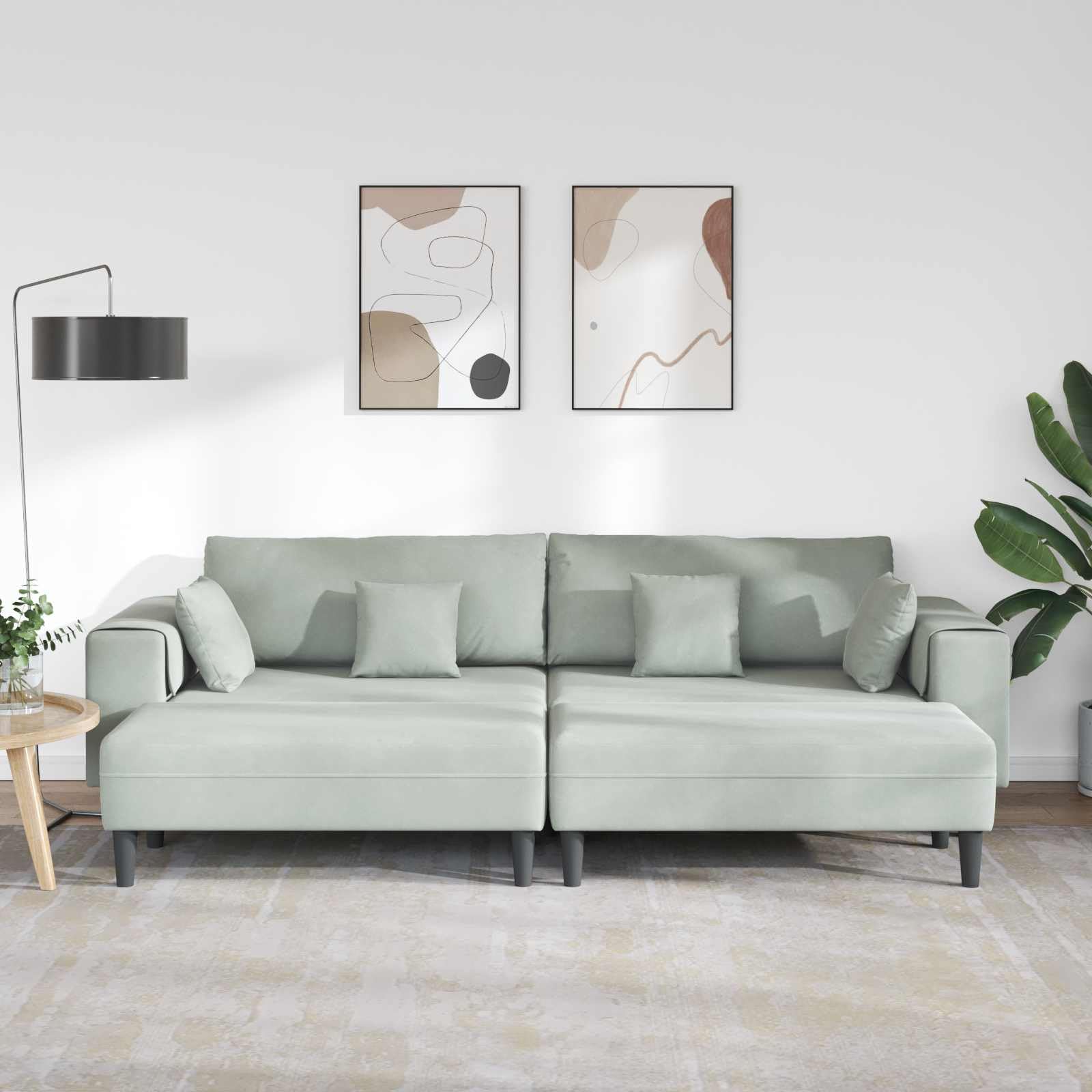 Générique Sofa 3-osobowa jasnoszara aksamitna 250 x 188 x 76 cm