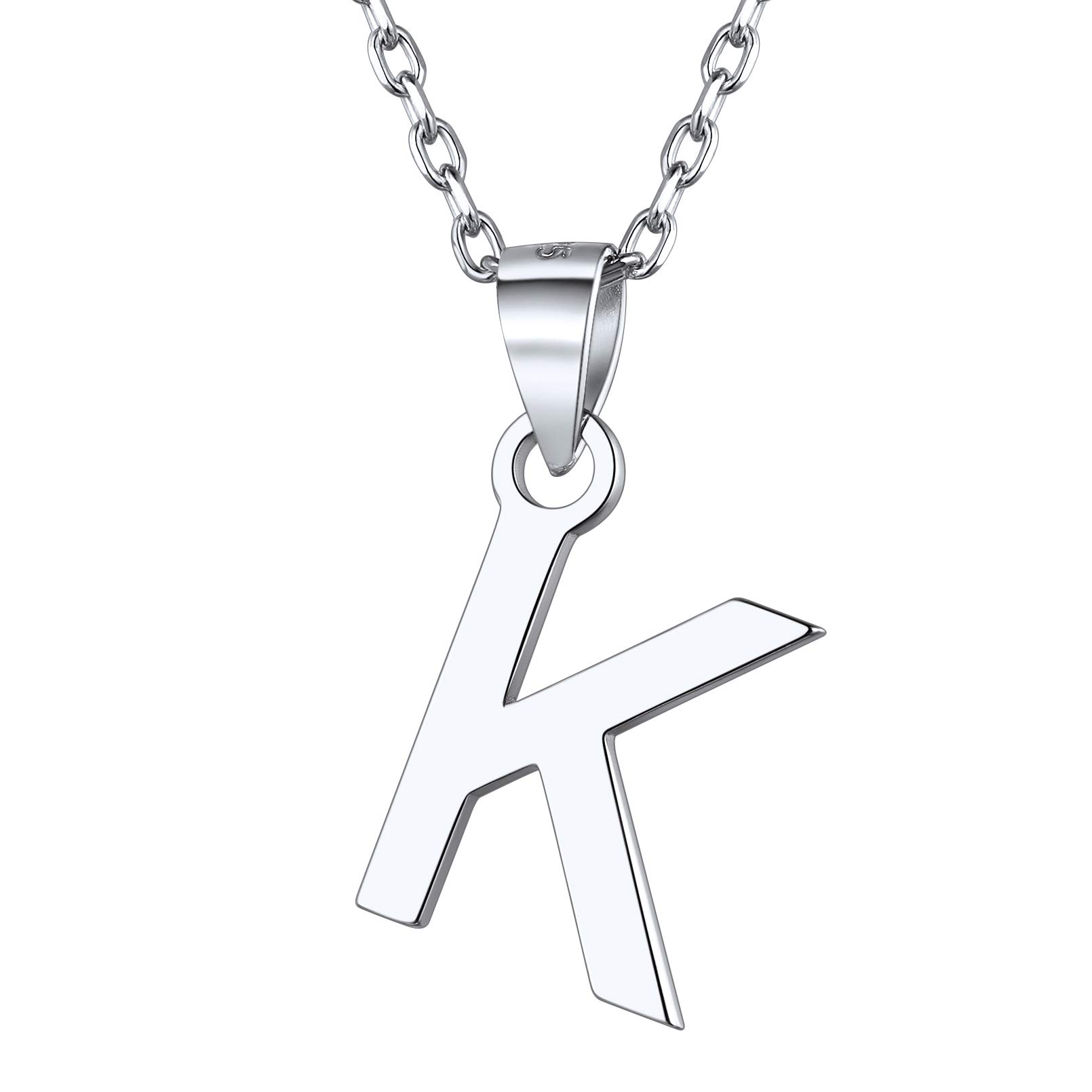 ChicSilverInitial A-Z Letter Pendant Necklace for Women 925 Sterling Silver Monogram Alphabet Jewelry 18+2 Inch Extend Chain(with Gift Box)Recycled Claim Standard Blended