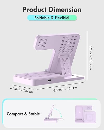 Miniatura 4 de Estación de carga inalámbrica del soporte del cargador Cargador 3 en 1 múltiples dispositivos para Apple iPhone 17 16e 16 15 14 Pro Max 13 12 11