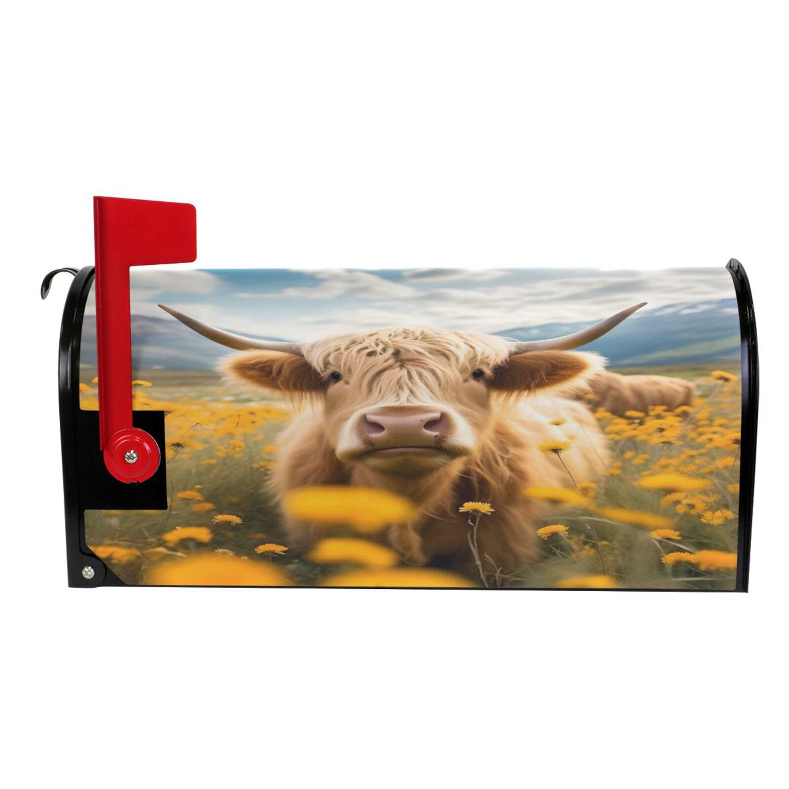 ALAZA WOOR Magnetic Mailbox Cover | Cows & Flowers Design, Oversized 25.5 X 20.8 Inches - View #10