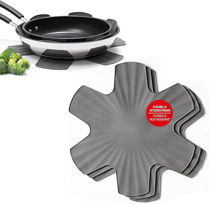Coolinato Silicone Pan Protectors, Set of 3, Pot Protectors, Stacking