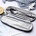 8-Piece Reusable Stainless Steel Travel Cutlery Set with Case - Fork, Spoon.Chopsticks, Straw & Brush-Portable Utensils for School, College Dorm, Lunchbox,Camping -Great Gift ldea (Black)