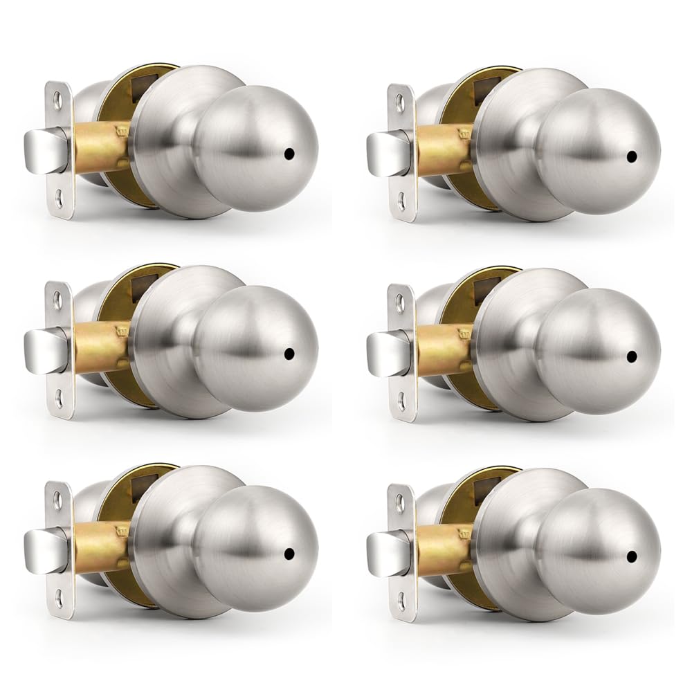 Probrico Brushed Nickel Privacy Door Knobs - 5 Pack -13