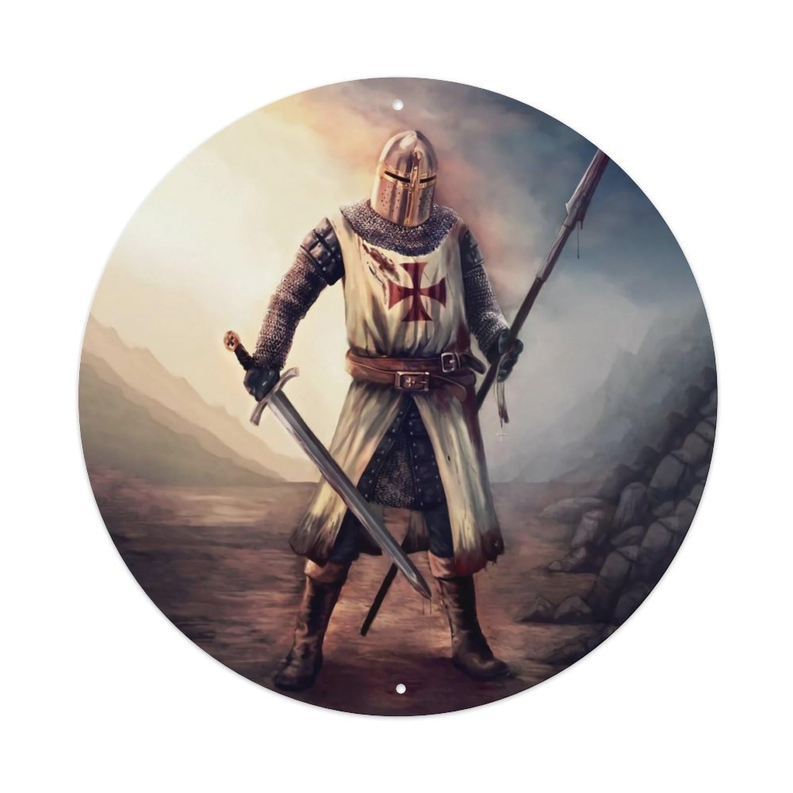 Medieval Knight Cavalry Crusader Battle Vintage Retro Metal Tin Sign