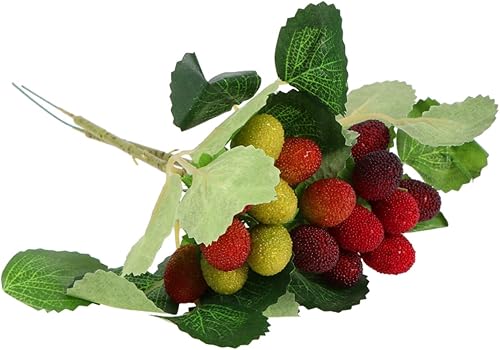 Miniatura 4 de 4 piezas de fresa artificial Nomes Decoración de Navidad de rama de fresa falsa decoración de mesa de comedor Decoración de mesa de cena de fresa