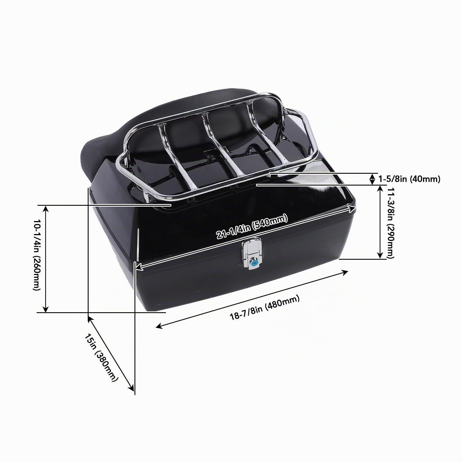 Bauletto Posteriore per Moto, Baule Posteriore Universale in Plastica ABS da 48 Litri Resistente All'acqua con Serratura di Sicurezza e Chiave, per Riporre L'attrezzatura (BLACK)