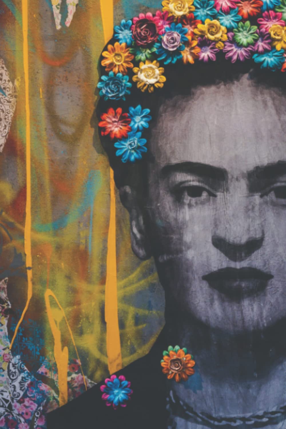 Creative graffiti wall with portrait of Frida Kahlo: 6" x 9" - 120 lined paged Notebook