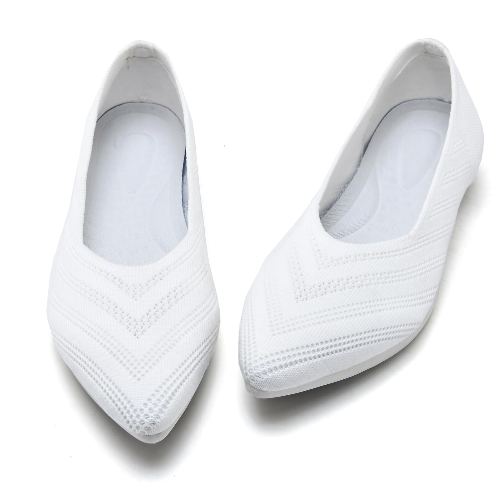 CALEBGAR Ballerinas Damen Bequeme Flache Schuhe, Slip on Strick Ballerina Frauen Spitze Zehenpartie, Super Weiche Flats für Kleider und Freizeit, Komfort Damenschuhe aus Maschenware