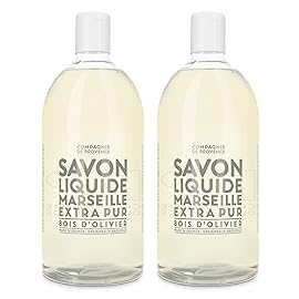 Compagnie de Provence Savon de Marseille Extra Pure Liquid Soap - Olive Wood - Bulk 67.6 Fl Oz Plastic Bottle Refill