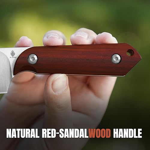 Miniatura 17 de Kizer Mini Harpoon Cuchillo de hoja fija con funda, cuchillo de caza de hoja de 3 V con mango G10, cuchillos pequeños EDC de hoja fija para camping