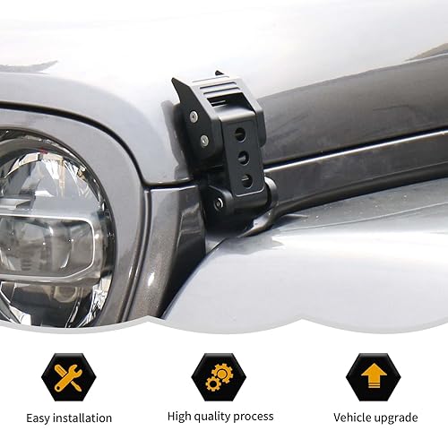 Miniatura 6 de Juego de pestillos de capó de aleación de aluminio de acero inoxidable para Jeep Wrangler JK JKU JL JLU y Gladiator JT 2007-2024, color negro