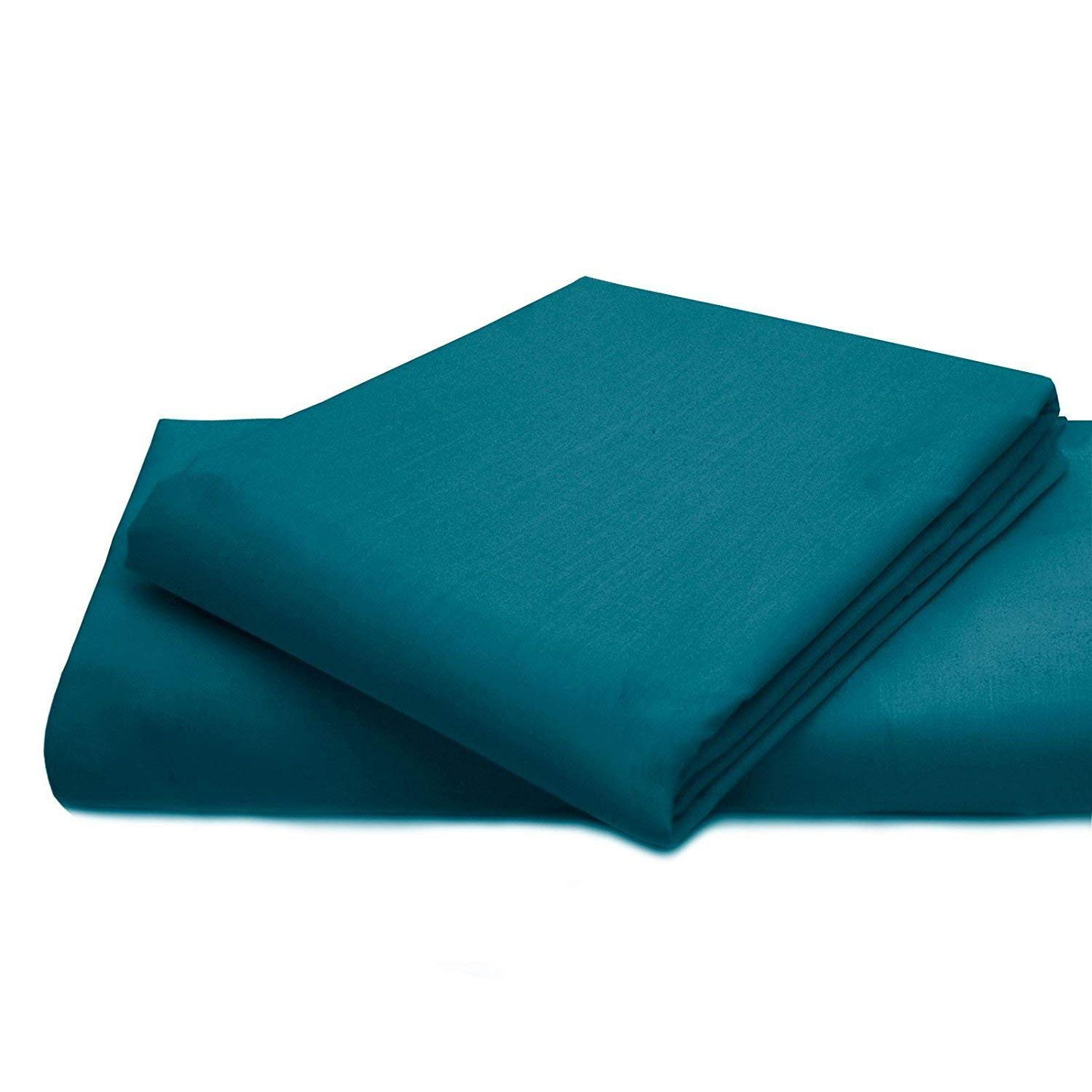 AmigoZone Cotton Percale Easy Care Polycotton Flat Sheet (Teal, King)