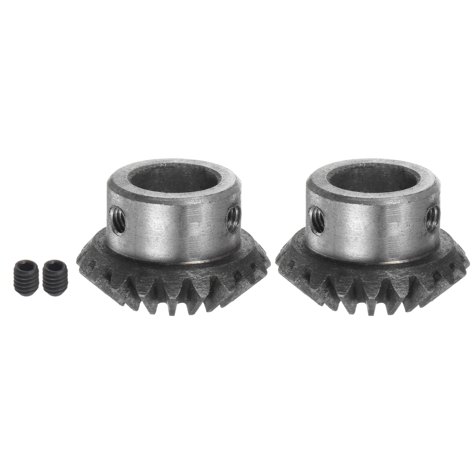 HARFINGTON 2pcs Bevel Gear 1M 20 Teeth 14mm Shaft Hole 1:1 Tapered Bevel Pinion Gear 45# Steel 1.5 Module 90 Degree Steering Gear, for Hardware Mechanical Rotation