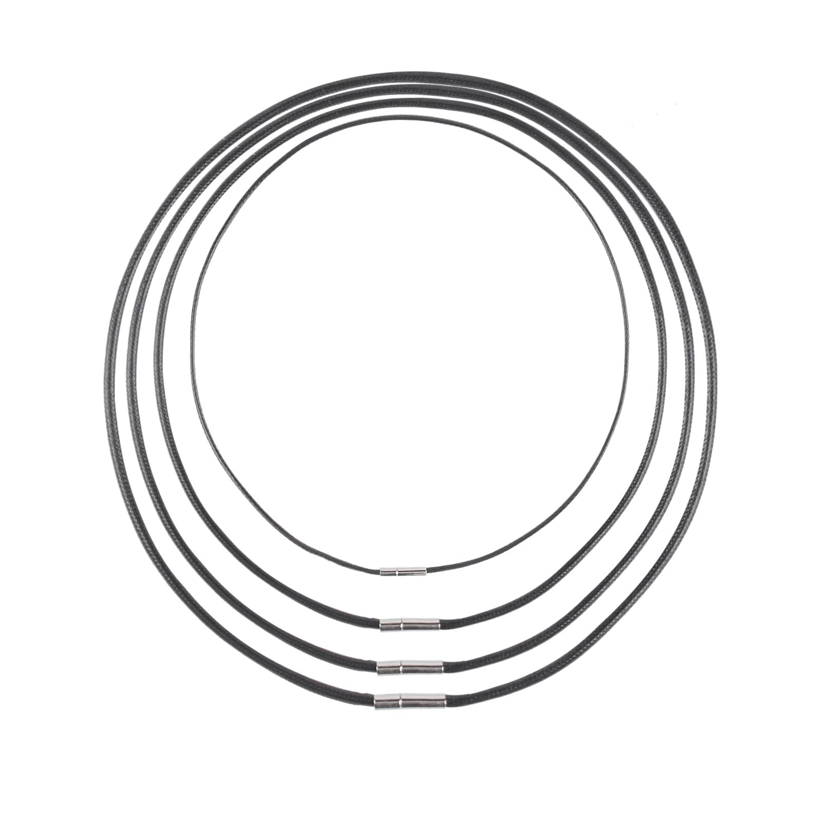 ALAHUGYEF Hombre, Juego de 4 Collares de Cuero Trenzado, Cordón de Cuero Sintético, Collar de Cuero con Cierre sin Colgante, Collar de Cuero Negro para Hombres y Mujeres, Tamaños 40/45/50/55cm