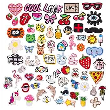 Amazon.co.jp: アイロンワッペン 刺繍ワッペン 70枚セット