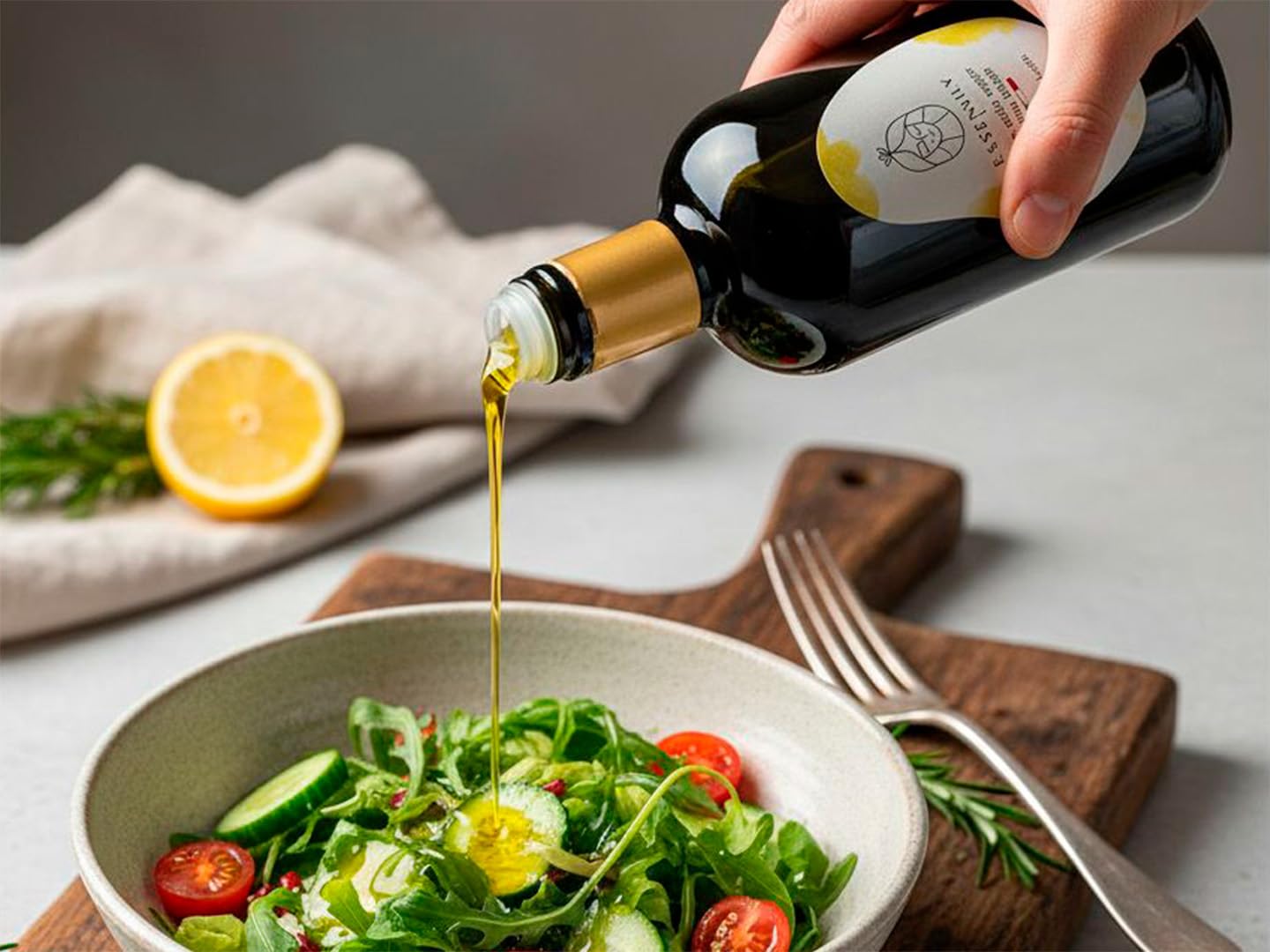 Huile d’Olive Extra Vierge 100% Italienne – Extraction à Froid – Récolte Manuelle – Bouteille 500 ml – Essensily