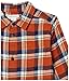 Amazon Essentials Boys' Flannel Button Down Shirt, Navy Orange Plaid, XX-Large