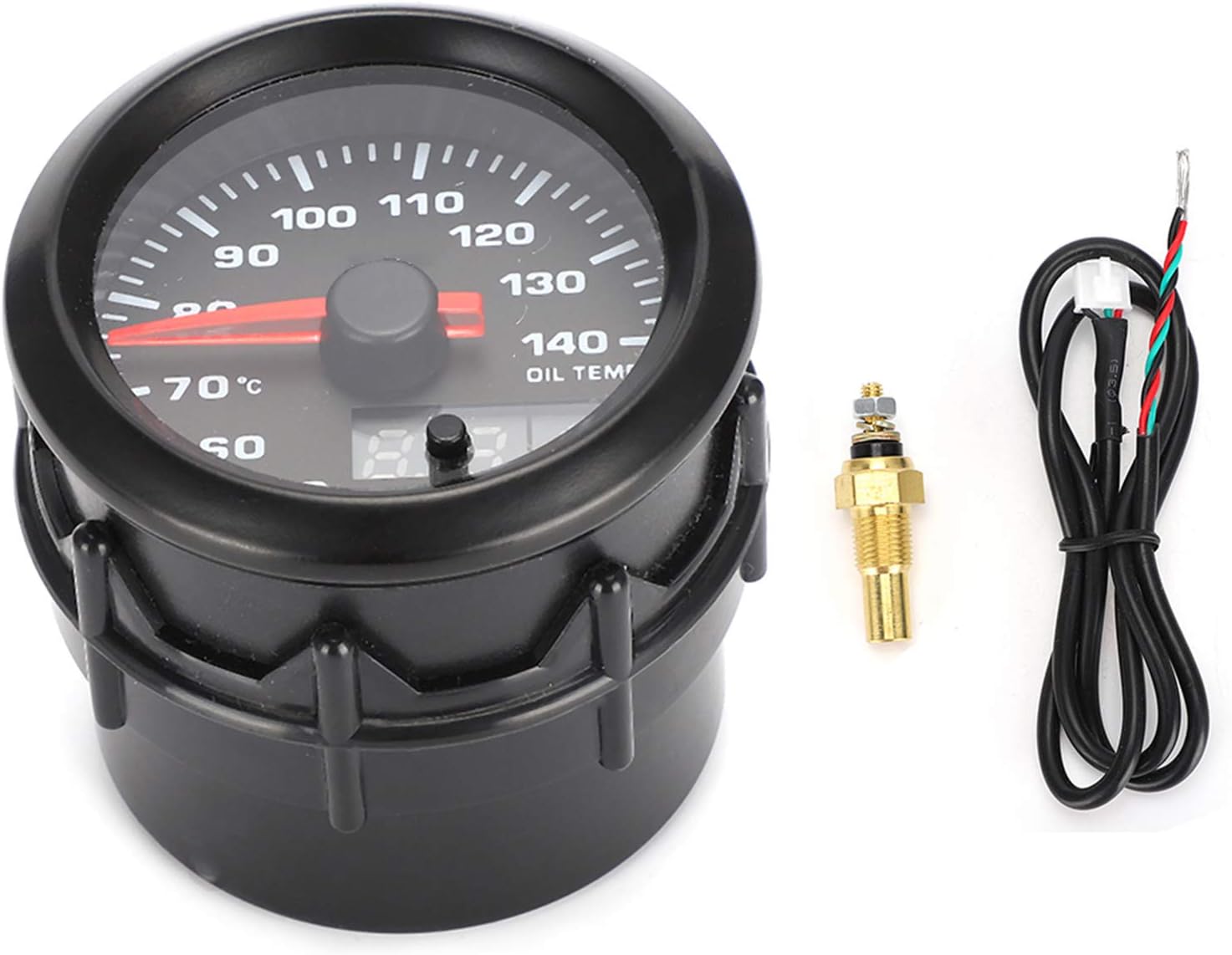 Brilluxa Oil Temperature Gauge, 52mm Oil Temp Meter, Pointer LED Gauge, 7-Color Sensor Gauge, Car Oil Temperature Monitor 2in