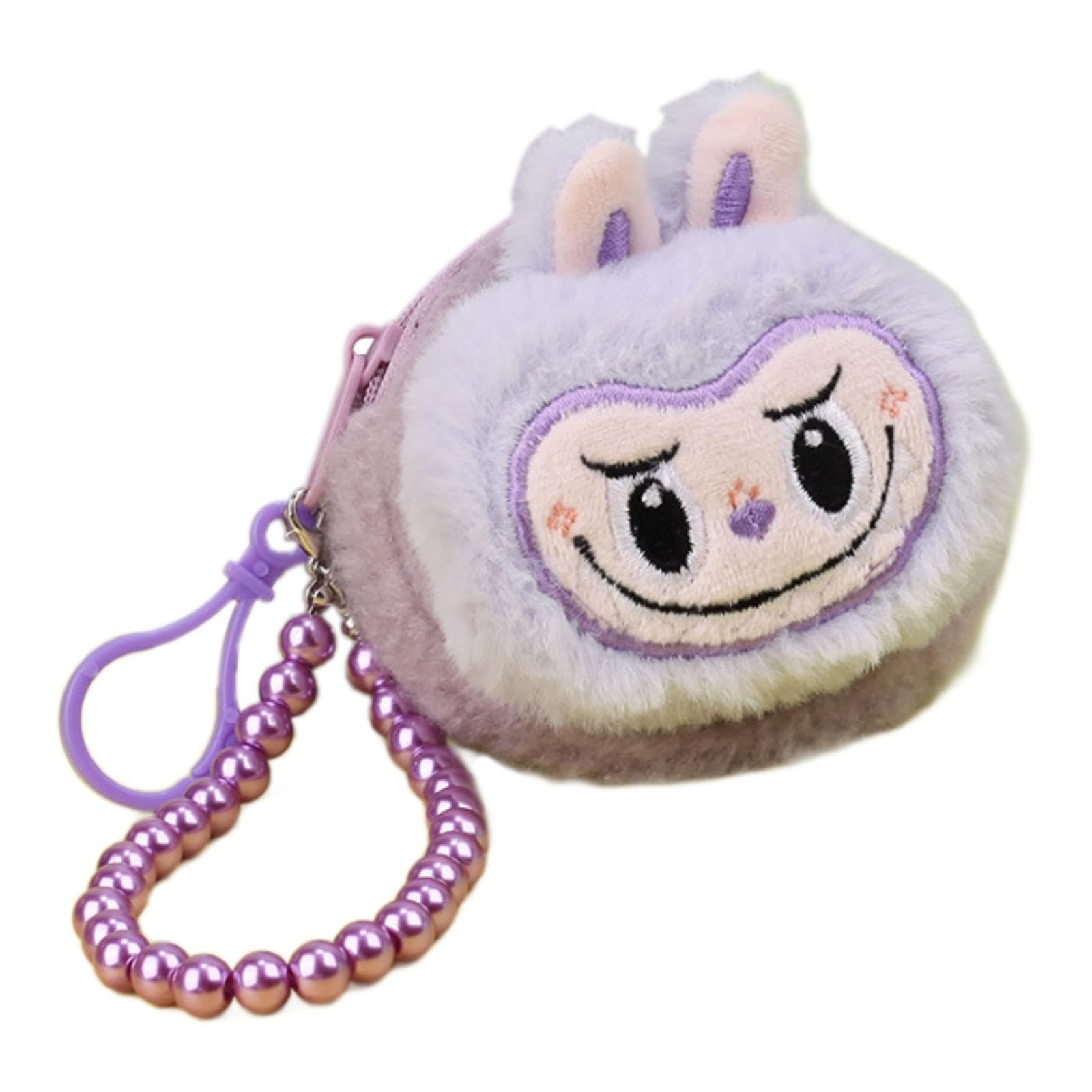 nivaa Cute Labubu Purse Creative Pocket Mini Wallet for Vacation Party Travel Round Purple-picture-48