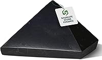 Vista 1 de Auténtica pirámide de shungita pulida de 1.57 pulgadas / 1.57 pulgadas, cristal curativo natural, pirámide negra real, protección de escritorio