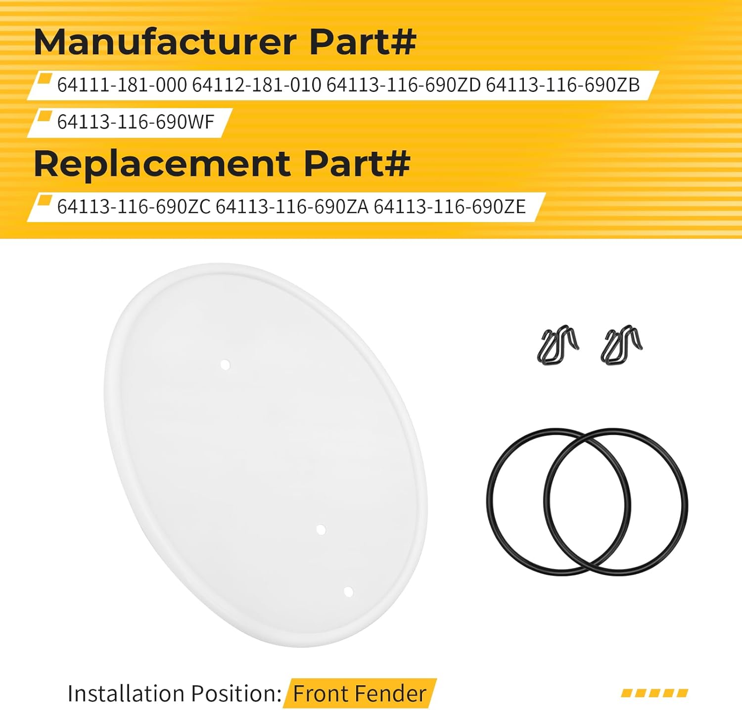 M MATI White Front Number Plate with Clips & Bands for Honda Z50R 1979-1987 64111-181-000 64112-181-010 64113-116-690ZD 64113-116-690ZB 64113-116-690WF