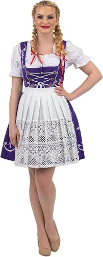 Miniatura 3 de Vestido corto para mujer Dirndl alemán camarera bordada Oktoberfest púrpura