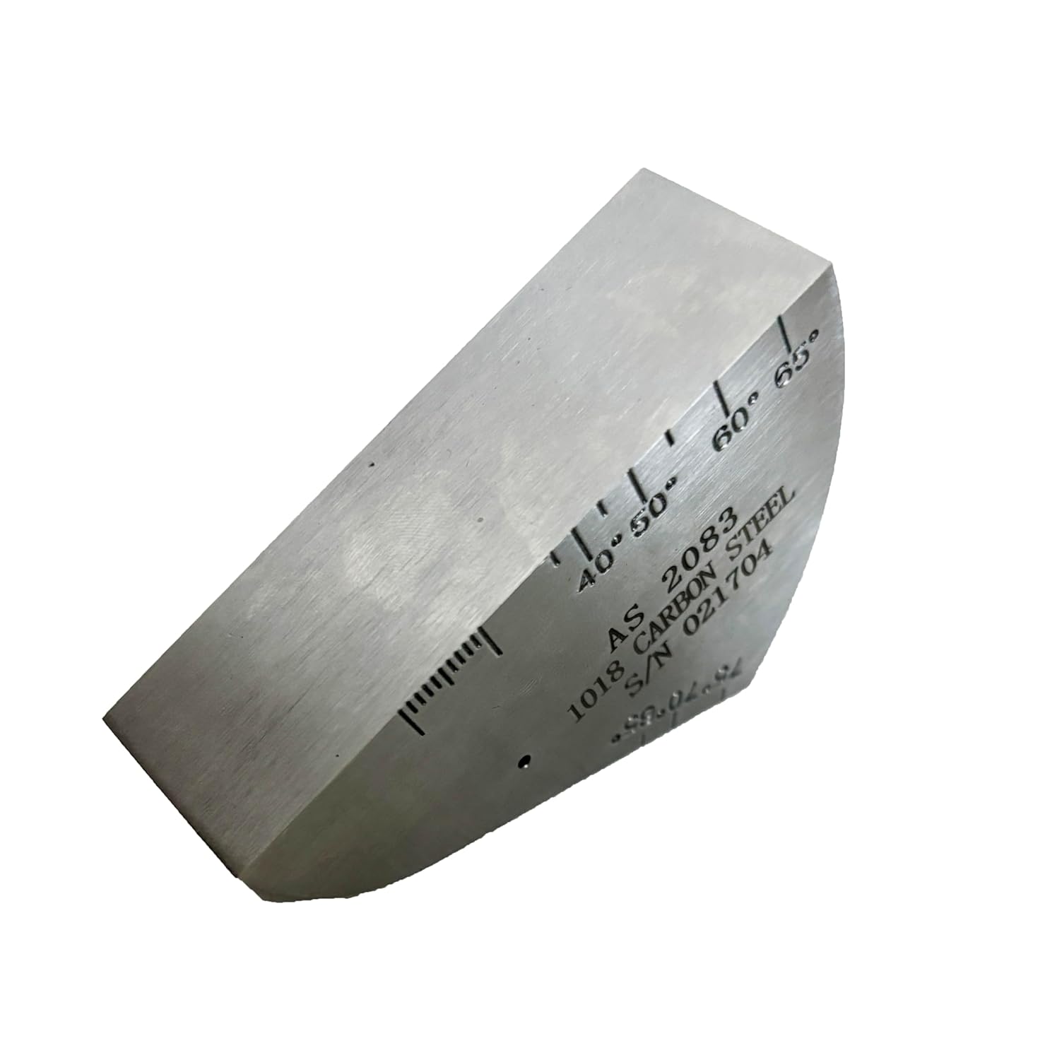 Ultrasonic Flaw Detector Calibration Test Block with Hole 35 to 75 Degrees 25mm and 50mm Radius, 5.0mm EN 27963, DIN 54-120, and ISO 7963