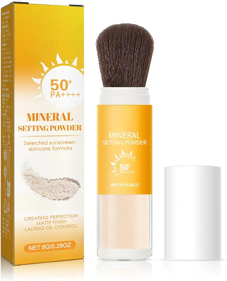Pó de proteção solar mineral, durável, leve, respirável, adequado para todos os tipos de pele (8 g)