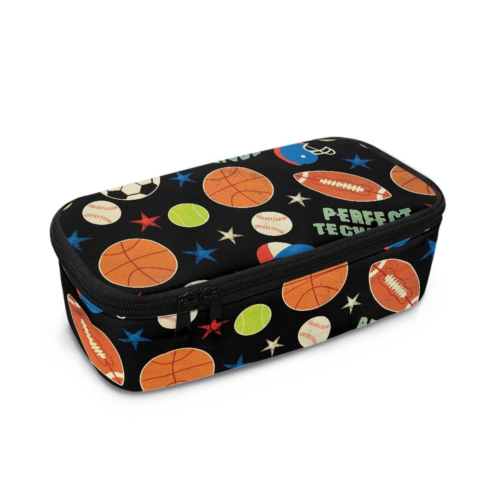 TOADDMOS Sports Balls Pencil Bag Pencil Pouch Pen Box Big Capacity Adult Pen Maker Pencil Pouch with 3 Compartments for Boys,Girls and Adults