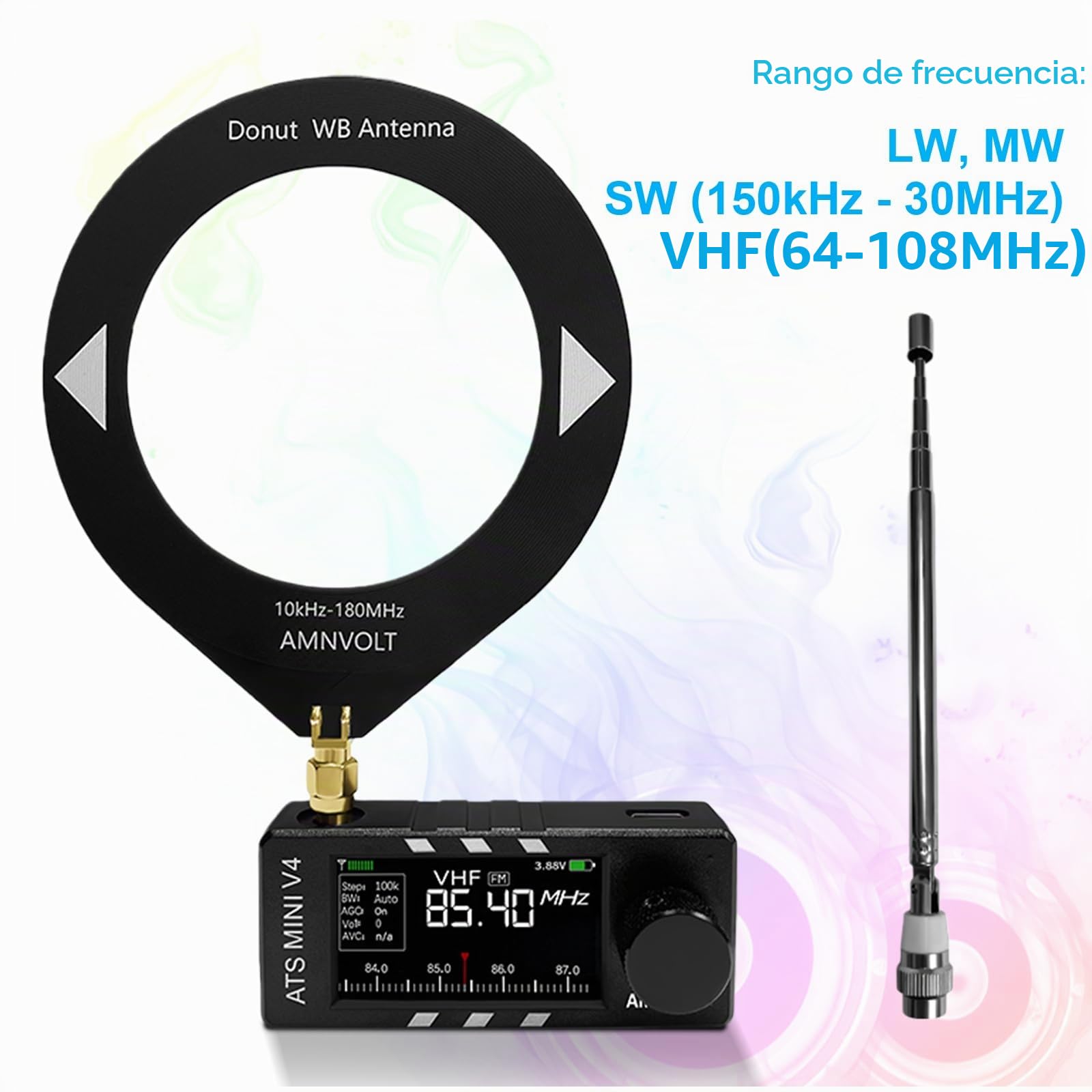 Mini Radio Receptor DSP V4 ATS portátil de Banda Completa con Pantalla IPS 1,9" y Amplificador de Auriculares para Exteriores