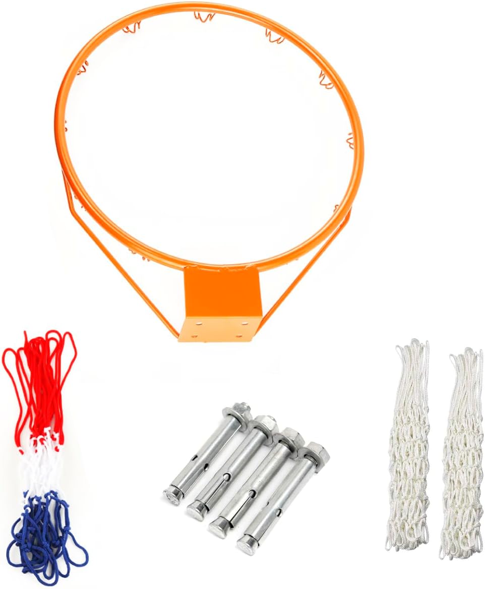 Basketball Rim Goal Wall Mounted Basketball Hoop Indoor Outdoor Hanging Basketball Hoop with 2PCS Adapted 8-Loops Basketball Net, 32centimeter/12.6inch Hoop