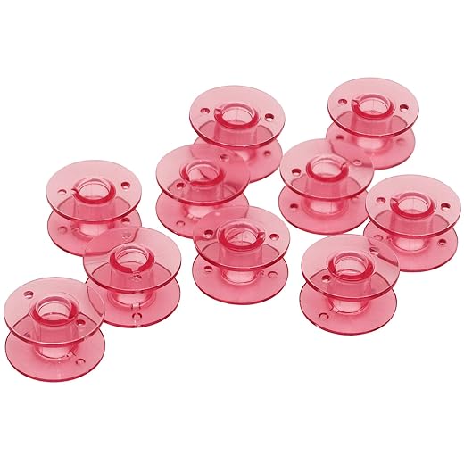 YEQIN 10 pcs Pink Class 15 (A Size) Plastic Bobbins 2518P for Brother Babylock Singer Juki Sewing Machines