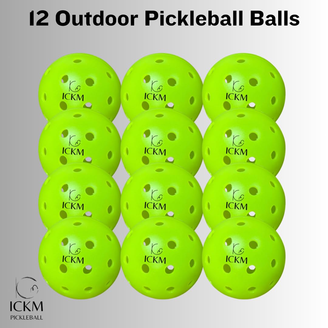ICKM 12 Outdoor Pickleball Balls, Green