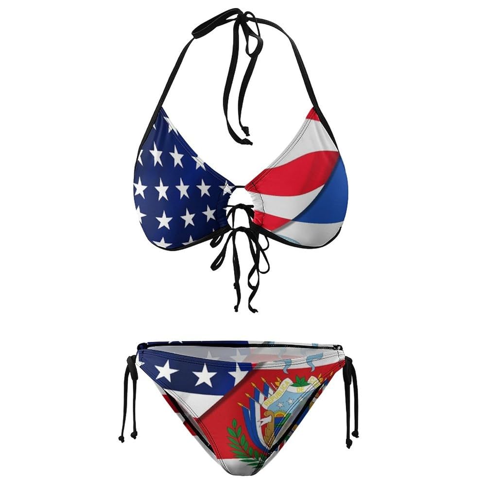 Amazon.com: USA and Costa Rica Flag Women Two Piece Swimsuit