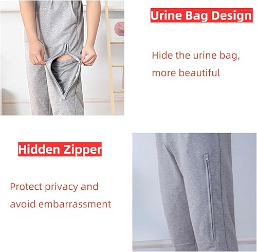 Miniatura 3 de Pantalones para hombres y mujeres, pantalones para pacientes postrados en cama, ropa de catéter, pantalones de algodón para bolsas de orina después