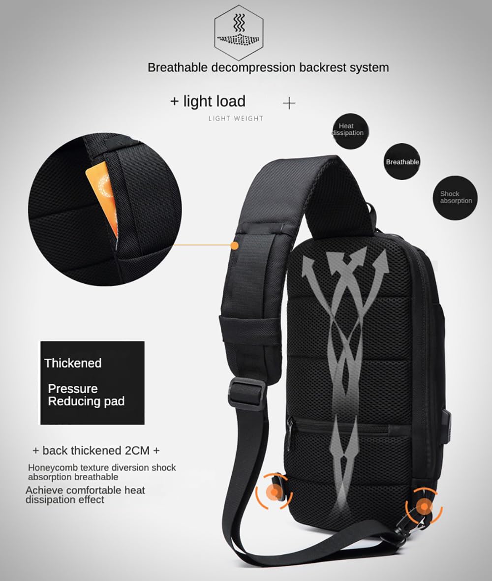 Stoßfester Schulter-/Brustrucksack, Tragetasche, kompatibel mit MSI Claw A1M 17,8 cm / MSI Claw 8 Ai+, Schwarz