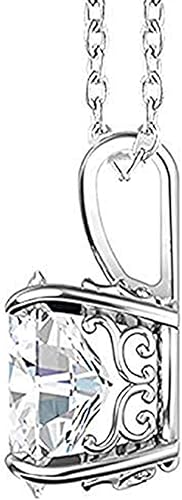 Collar con colgante solitario de plata de ley, cadena de 18 pulgadas (2 cttw, 0.315 in), Plata esterlina, Diamante de imitación, circonita