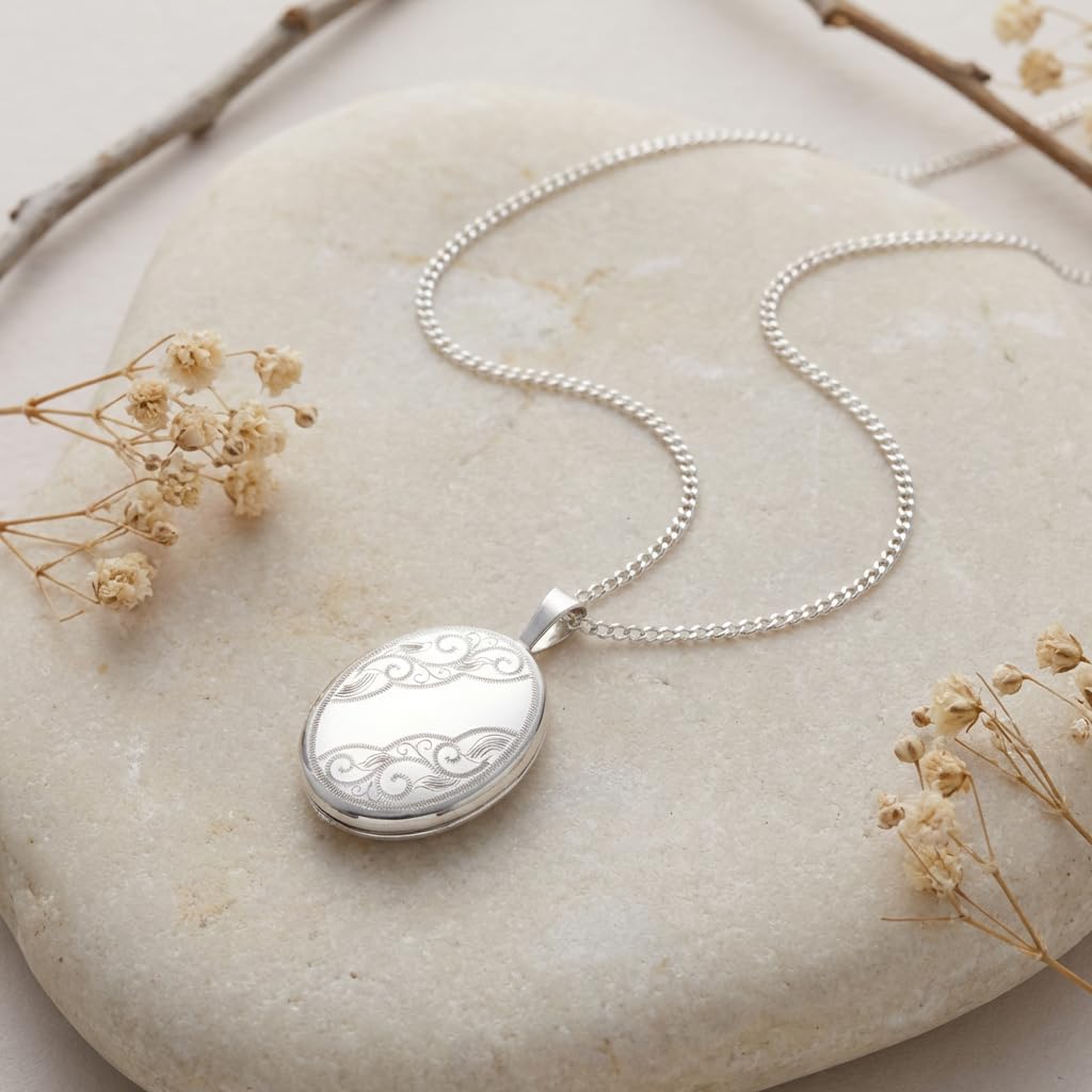 Pendente ciondolo medaglia piccola ovale Argento sterling con collana 46cm